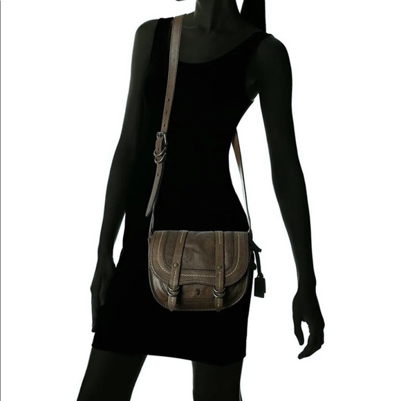 FRYE ANNA SADDLE HANDBAG DB222 CHARCOAL ITALIAN LEATHER $498 - Picture 5 of 16